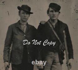 Civil War era Tintype- 2 men with rifles- soldiers scouts Hunters 20% off sale