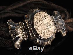 Civil War gold filled mourning hair Bracelet photo locket clasp Dr Bolles Viola