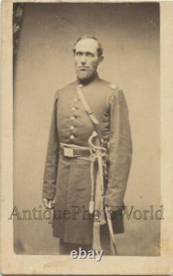 Civil War officer in uniform with sword antique CDV photo