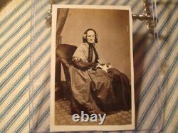 Civil War period CAT image CDV with Woman wearing lovely shawl & daycap Englan