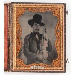 Civil War period Quarter plate Occupational Ambrotype of Cajun Fiddle Player