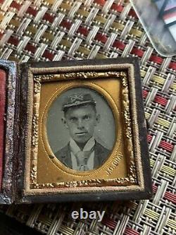 Civil War soldier tintype photograph & case stamped J. C. GRAY