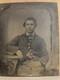 Civil War Tintype Of An Unidentified Seated Union Soldier In A Half Case