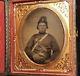 Civil War Tintype Of Soldier With Canteen And Journal/diary Nice Image
