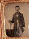 Civil War Tintype Of Soldier With Great Shot Of Remington Revolver Tinted Table