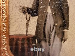 Civil War tintype of soldier with great shot of Remington revolver tinted table