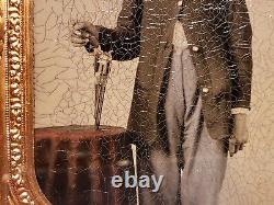 Civil War tintype of soldier with great shot of Remington revolver tinted table