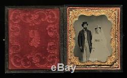 Civil war bride and groom wedding day photo in case pristine 1860s tintype