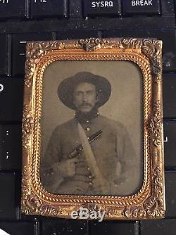 Civil war tintype double armed soldier