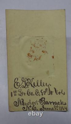 Civil war tintype photo Lt. E. G. Kelley Company E 9th Vt Vols. Newport Barracks