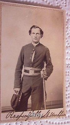 Company A 9th Michigan Infantry ID'd, Civil War CDV Sgt. Al Mulfin sword cap