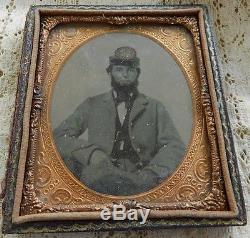 Confederate Ambrotype Image Gilted Tinted Artillery Officer American Civil War