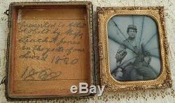 Confederate Civil War Infantry Soldier Ambrotype Leather Cased