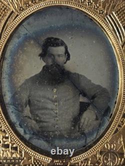 Confederate Civil War Soldier Ruby Ambrotype Cracked 6th Plate Patriotic Mat