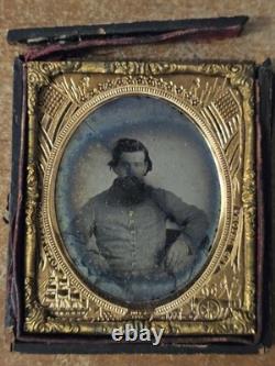 Confederate Civil War Soldier Ruby Ambrotype Cracked 6th Plate Patriotic Mat