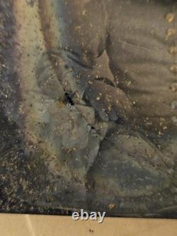 Confederate Civil War Soldier Ruby Ambrotype Cracked 6th Plate Patriotic Mat