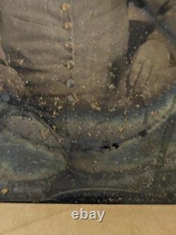 Confederate Civil War Soldier Ruby Ambrotype Cracked 6th Plate Patriotic Mat