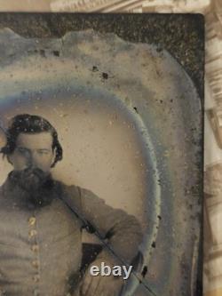 Confederate Civil War Soldier Ruby Ambrotype Cracked 6th Plate Patriotic Mat
