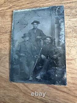 Confederate Civil War Soldiers Tintype Armed with Colt and Rifle