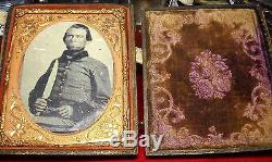 Confederate Soldier Tintype IDed Huge Bowie Knife Civil War Photo 1860s Uniform