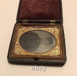 Daguerreotype Tin 1800s Photo Thermo Plastic Case Civil War Military Man