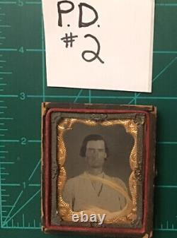 Daguerreotype photo Man With Lock Of Wife's Women Hair Antique Civil War Era