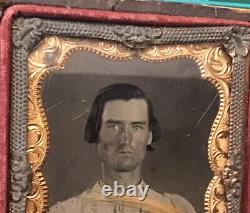 Daguerreotype photo Man With Lock Of Wife's Women Hair Antique Civil War Era