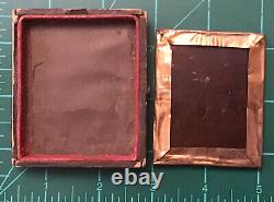 Daguerreotype photo Man With Lock Of Wife's Women Hair Antique Civil War Era