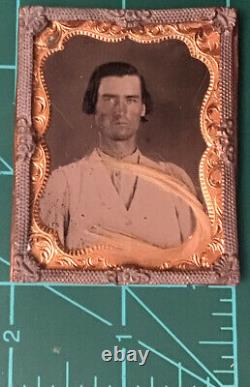 Daguerreotype photo Man With Lock Of Wife's Women Hair Antique Civil War Era