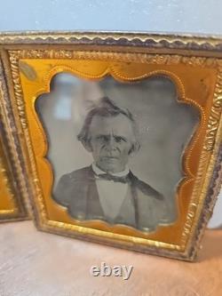 Double Framed Hinged Photograph Civil War Era Ambrotype Women & Man