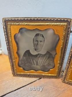 Double Framed Hinged Photograph Civil War Era Ambrotype Women & Man