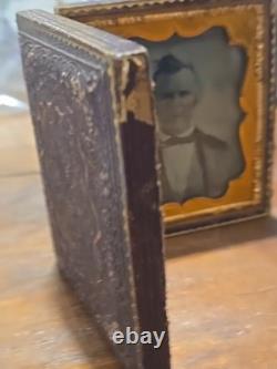 Double Framed Hinged Photograph Civil War Era Ambrotype Women & Man