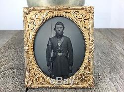 Dramatic Civil War Union Tintype Angry & Proud/ Outstanding Emotional Image