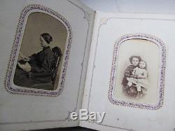 EXC Antique 1850 MASS Antebellum Carte de Visite/ Tintype Photo Album, Civil War