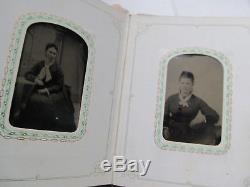 EXC Antique 1850 MASS Antebellum Carte de Visite/ Tintype Photo Album, Civil War