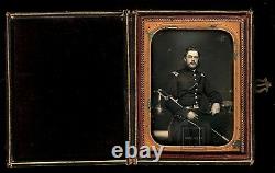 Early Civil War Soldier Armed & ID'd Tinted 1/4 Daguerreotype by Anson New York