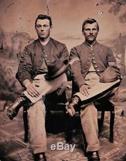 Early Original Civil War Confederate Military Soldier Tintype Photo w Kepi Hat