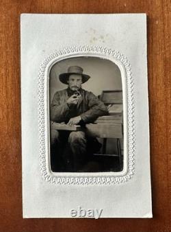 Excellent 1860s Occupational Tintype Photo Rare Civil War Era Tinted Seller