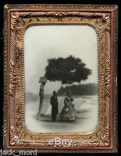 Extremely Rare & Beautiful 1860s OPALOTYPE Photo @ NIAGARA FALLS + Civil War Tax