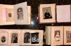 FOUR civil war & later albums 168 total antique photos tintypes cdvs (SA6)