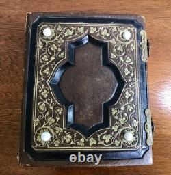 Fabulous Civil War Era Embossed Leather Photo Album 44 Photos IDENTICAL TWINS