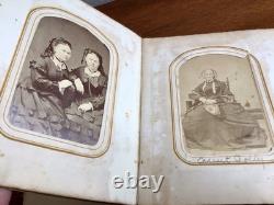 Fabulous Civil War Era Embossed Leather Photo Album 44 Photos IDENTICAL TWINS