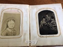 Fabulous Civil War Era Embossed Leather Photo Album 44 Photos IDENTICAL TWINS