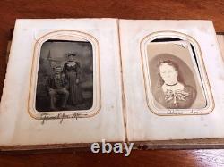 Fabulous Civil War Era Embossed Leather Photo Album 44 Photos IDENTICAL TWINS