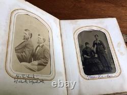 Fabulous Civil War Era Embossed Leather Photo Album 44 Photos IDENTICAL TWINS