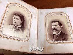 Fabulous Civil War Era Embossed Leather Photo Album 44 Photos IDENTICAL TWINS