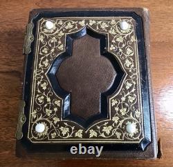 Fabulous Civil War Era Embossed Leather Photo Album 44 Photos IDENTICAL TWINS