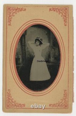 Female Prostitute Tintype Photo 1870 Antique Brothel Sex Worker Civil War J13220