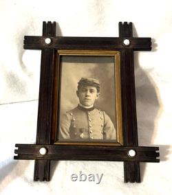 Framed B/W Studio Photo of Young Civil War Soldier in Uniform in Period Frame