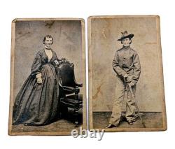 Frances Clayton Civil War Woman Soldier CDV Pair S. Masury Boston Massachusetts